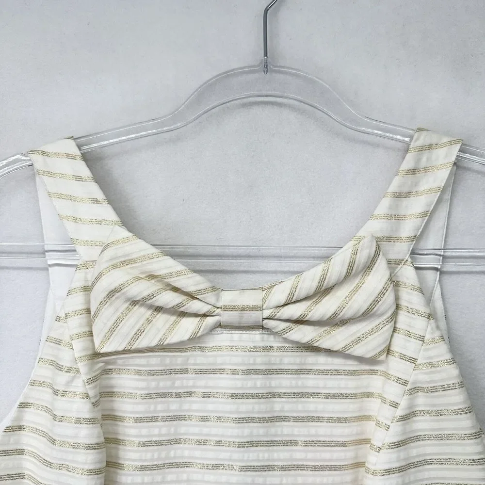 Lilly Pulitzer Henley Corded Organza Gold Stripe Knee Length Dress Size 8 - Picture 5 of 16